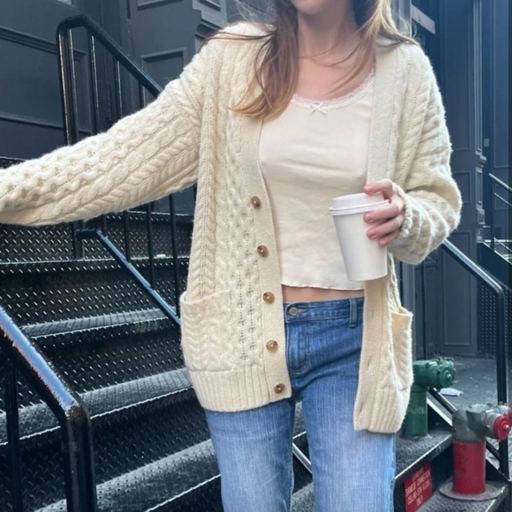 Brandy Melville cable knit wool cardigan